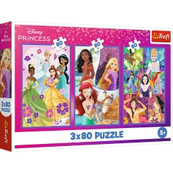 Puzzle - 3x80 - Princess friends - Disney Princess Trefl 34884