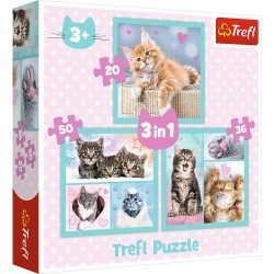 Puzzle - "3 in 1" - Cute animals Trefl 34862