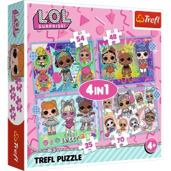 Puzzle - "4w1" - Poznaj laleczki / MGA LOL Surprise! Trefl 34613