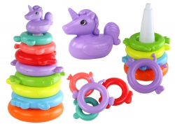 Pyramid Unicorn Puzzle 8 Circles Colorful 29cm x 14cm x 14cm