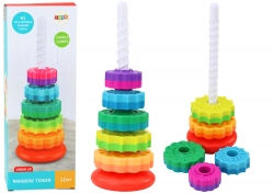 Rotating Pyramid Tower Sorter Rainbow Puzzle 36cm 6 El.