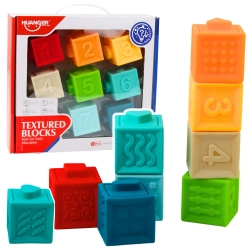 Rubber Sensory Educational Blocks For Toddlers Numbers Animals Patterns 8pcs