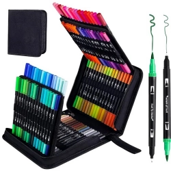 Set of 120 Double-Sided Waterproof Colored Markers