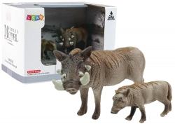 Set of 2 Figures African warthog with young Animals of the World Series