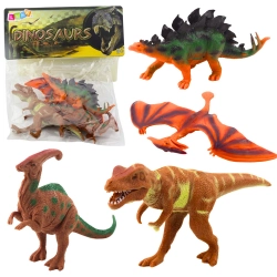 Set of Dinosaur Figures T-Rex Pteranodon Stegosaurus Parasaurolophus 4pcs