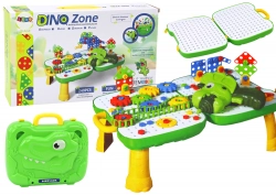 Table Suitcase DIY Set Puzzle Blocks Dinosaur Screwdriver 249 pieces.