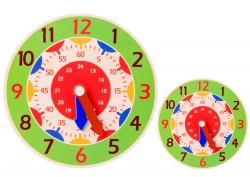 Wooden Clock Educational Hours Minutes Seconds Green