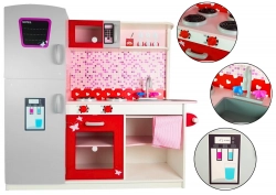 Wooden Kitchen Jolie Pink/White - With Fridge And Microwave