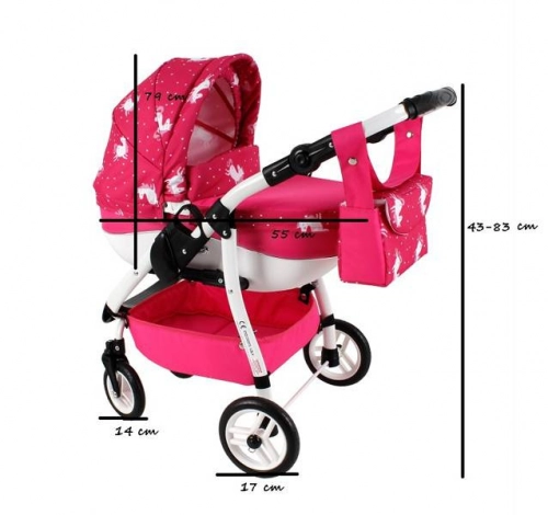 Adbor Lily Wózek dla Lalek Sport Różowy Ls-09