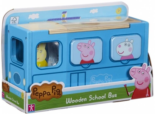 Attīstošā rotaļlieta-sortieris Pepas sivēna skolas Autobus Peppa Pig Wooden School Bus