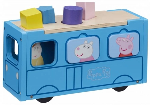 Attīstošā rotaļlieta-sortieris Pepas sivēna skolas Autobus Peppa Pig Wooden School Bus