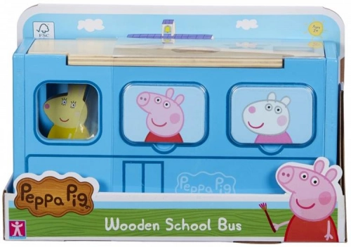 Attīstošā rotaļlieta-sortieris Pepas sivēna skolas Autobus Peppa Pig Wooden School Bus