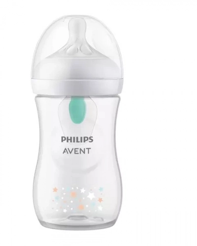 Avent Natural 3 Butelka Responsywna z Nakładką Antykolkową AirFree 1m+ 260ml Gwiazdki