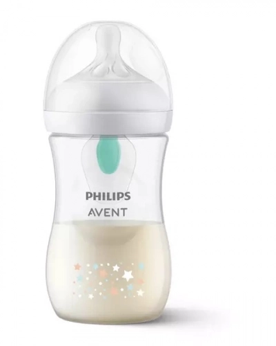 Avent Natural 3 Butelka Responsywna z Nakładką Antykolkową AirFree 1m+ 260ml Gwiazdki
