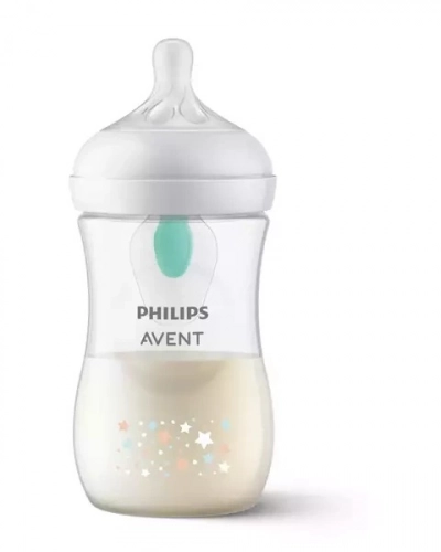 Avent Natural 3 Butelka Responsywna z Nakładką Antykolkową AirFree 1m+ 260ml Gwiazdki