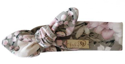 Baby In World Opaska Niemowlęca Grey Roses 0-3 m