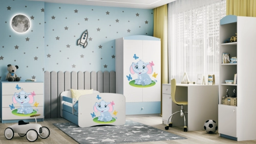 Bed babydreams blue baby elephant with drawer with mattress 180/80