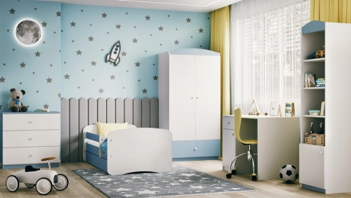 Bed babydreams blue without pattern with drawer with mattress 160/80