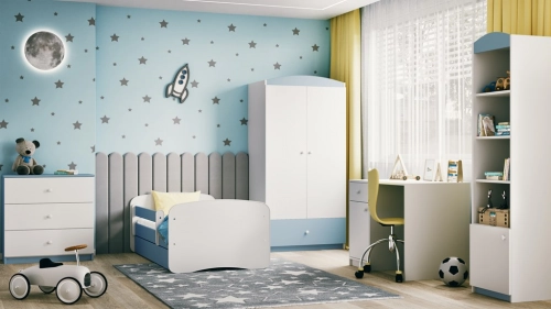 Bed babydreams blue without pattern without drawer with mattress 180/80