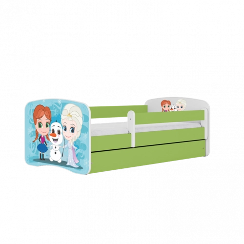 Bed babydreams green frozen land without drawer with mattress 140/70
