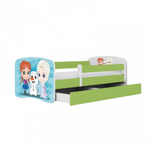 Bed babydreams green frozen land without drawer with mattress 140/70