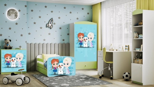 Bed babydreams green frozen land without drawer with mattress 180/80