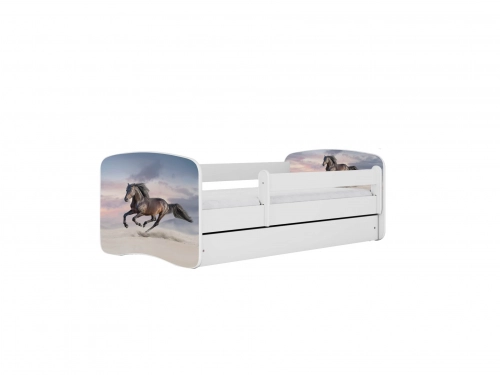 Bed babydreams green galloping horse with drawer with mattress 140/70