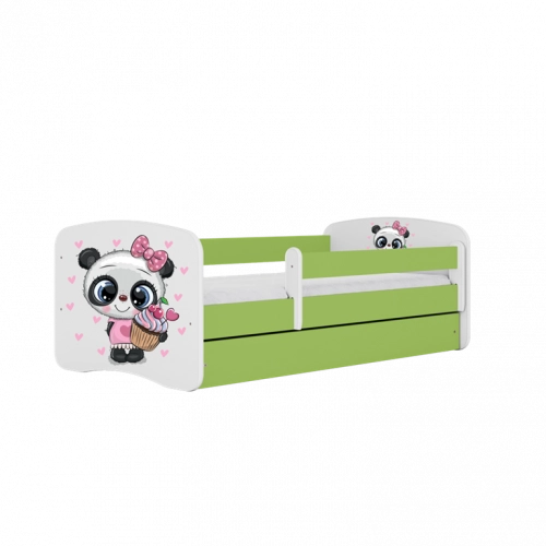 Bed babydreams green panda without drawer with mattress 140/70