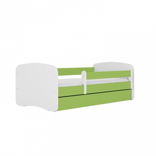 Bed babydreams green without pattern with drawer with mattress 140/70