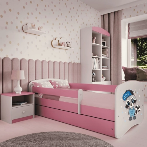 Bed babydreams pink raccoon without drawer with mattress 140/70