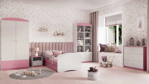 Bed babydreams pink without pattern with drawer with mattress 140/70