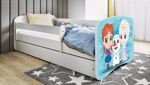 Bed babydreams white frozen land without drawer with mattress 140/70
