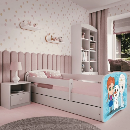 Bed babydreams white frozen land without drawer with mattress 140/70