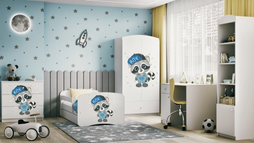 Bed babydreams white raccoon without drawer with mattress 140/70