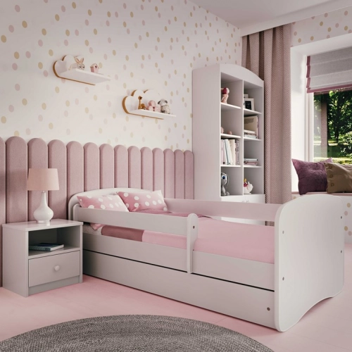 Bed babydreams white without pattern with drawer with mattress 140/70