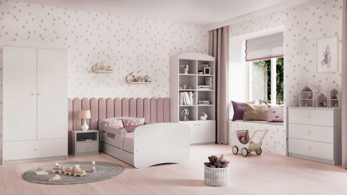 Bed babydreams white without pattern with drawer with mattress 140/70