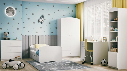 Bed babydreams white without pattern with drawer with mattress 160/80