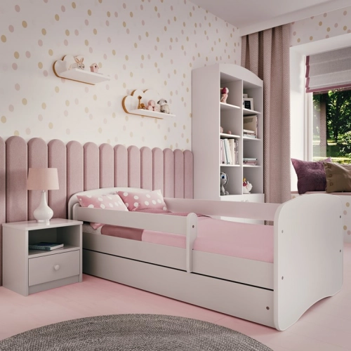 Bed babydreams white without pattern without drawer with mattress 140/70