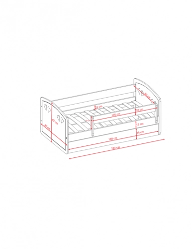 Bed Julia mix grey with drawer with mattress 180/80