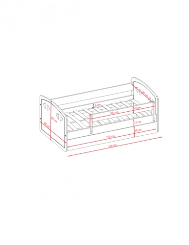 Bed Julia mix grey without drawer with mattress 160/80