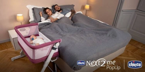Bērnu Gulta Šūpulītis ar nolaižamu malu Chicco Next2me Pop-Up Orchid