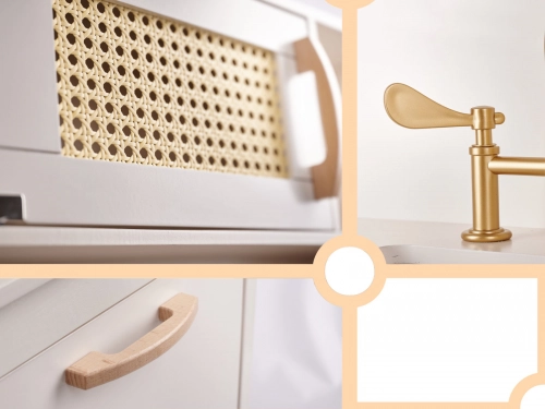 Bērnu retro MDF koka virtuve ar BOHO aksesuāriem