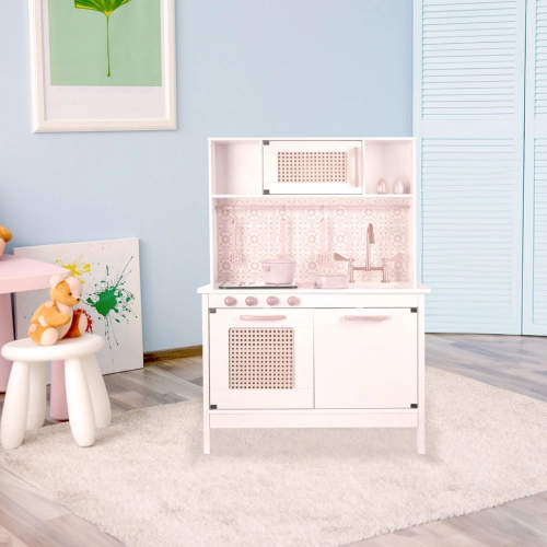 Bērnu retro MDF koka virtuve ar BOHO aksesuāriem