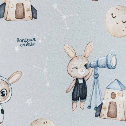 Bonjour Cherie Bambusowe Prześcieradło do Gondoli i Kosza Mojżesza 35x75cm Królik Astronom