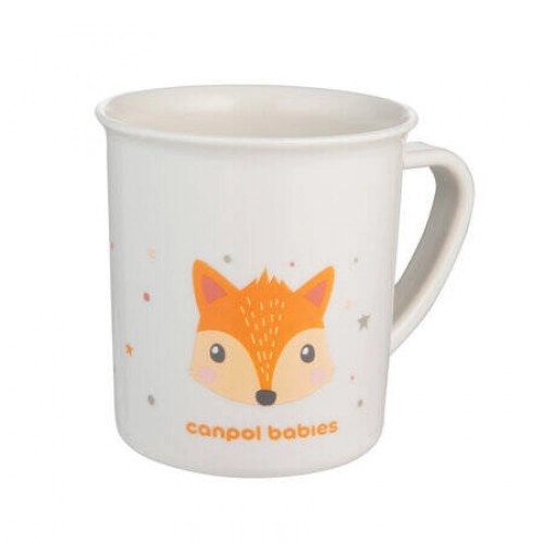 Canpol Babies Cute Animals Kubek Plastikowy z Uchem 4/413_ora 170ml Pomarańczowy