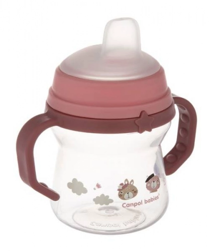 Canpol Babies FirstCup Kubek z Silikonowym Ustnikiem 150ml Bonjour Paris Różowy 56/612_pin