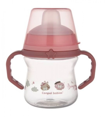 Canpol Babies FirstCup Kubek z Silikonowym Ustnikiem 150ml Bonjour Paris Różowy 56/612_pin