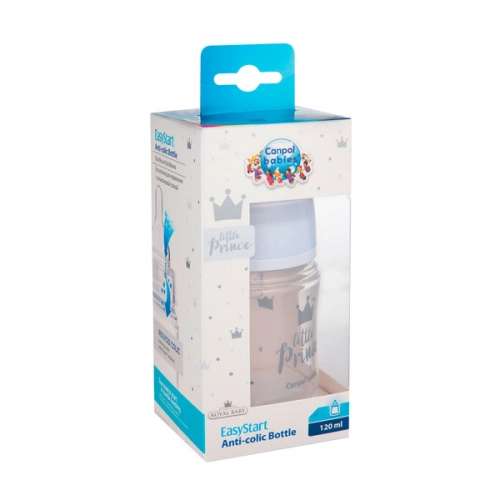 Canpol Babies PP Easy Start Royal Baby Butelka Szeroka Antykolkowa 120ml 35/233 Niebieski