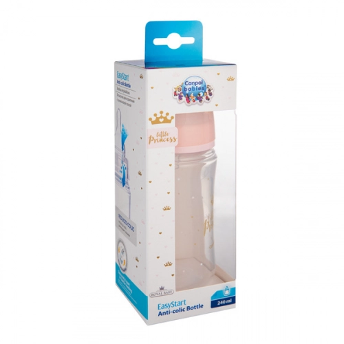 Canpol Babies PP Easy Start Royal Baby Butelka Szeroka Antykolkowa 240ml 35/234 Różowy