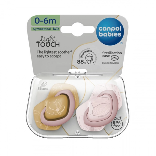 Canpol Babies Silikonowy Smoczek Symetryczny Light Touch Gold 6-18msc 2 szt 22/666_pin